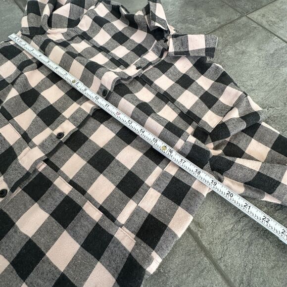 Hurley Buffalo Check Women's Button Up Flannel Plaid Shirt PInk Black Sz Medium - Picture 11 of 12
